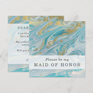 Werden Sie meine Trauzeugin Turquoise & Gold Card Einladung