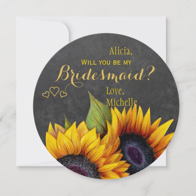 Werden Sie meine überhängenden Sonnenblumen sein? Einladung (Vorderseite)