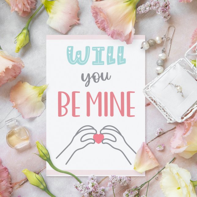 WERDEN SIE MINE - Valentinstag rosa Karte (Will you BE MINE - Valentines's Day pink card)