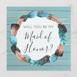 Werden Sie Trauzeugin rustikale Boho Federn? Einladung