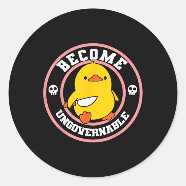 Werden Sie unregierbar Funny Duck Knife Funny Duck Runder Aufkleber (Vorderseite)