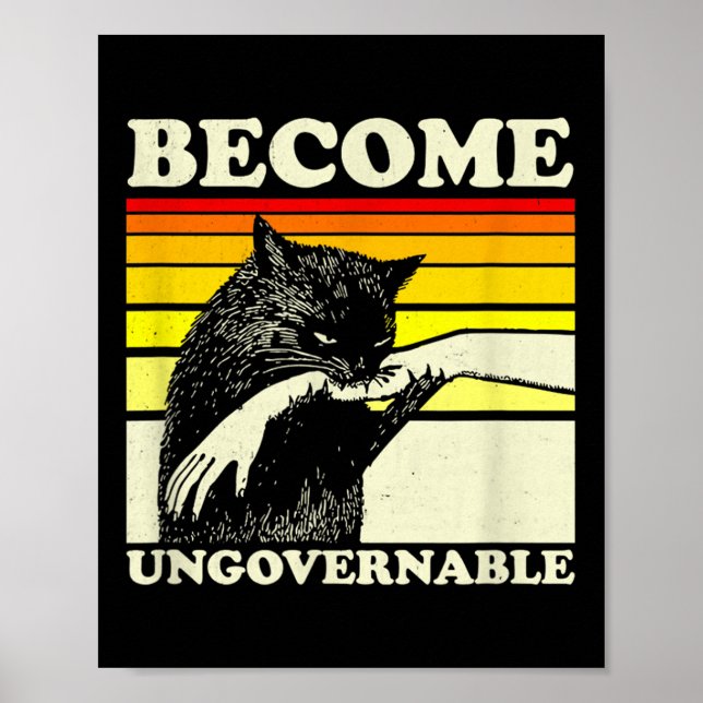 Werden Sie unregierbar Schwarze Katze Biting Hand  Poster (Vorne)
