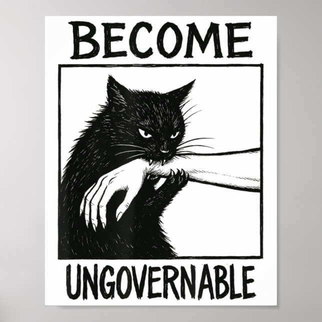 Werden Sie unregierbar schwarze Katze Biting Hand  Poster (Vorne)