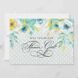 Werden Sie unser Blumenmädchen sein? Mint Floral B Einladung