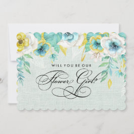 Werden Sie unser Blumenmädchen sein? Minzgelbe Blü Einladung