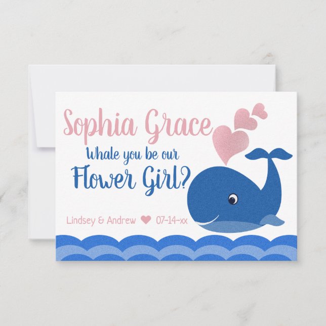Werden Sie unser Flower Girl Vorschlag Whale? Einladung (Vorderseite)