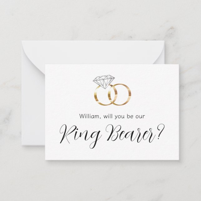 Werden Sie unsere Ring Bearer Diamond Wedings Ring Mitteilungskarte (Vorderseite)