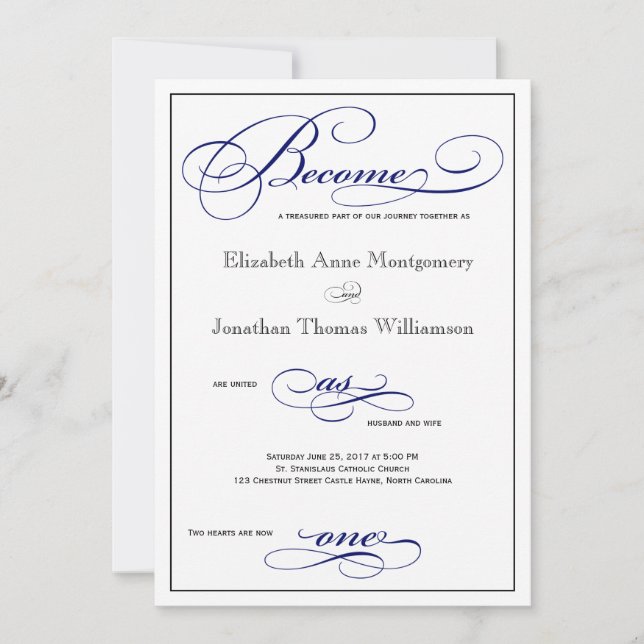 Werden Sie zu einer Blue Script-Hochzeitseinladung Einladung (Vorderseite)