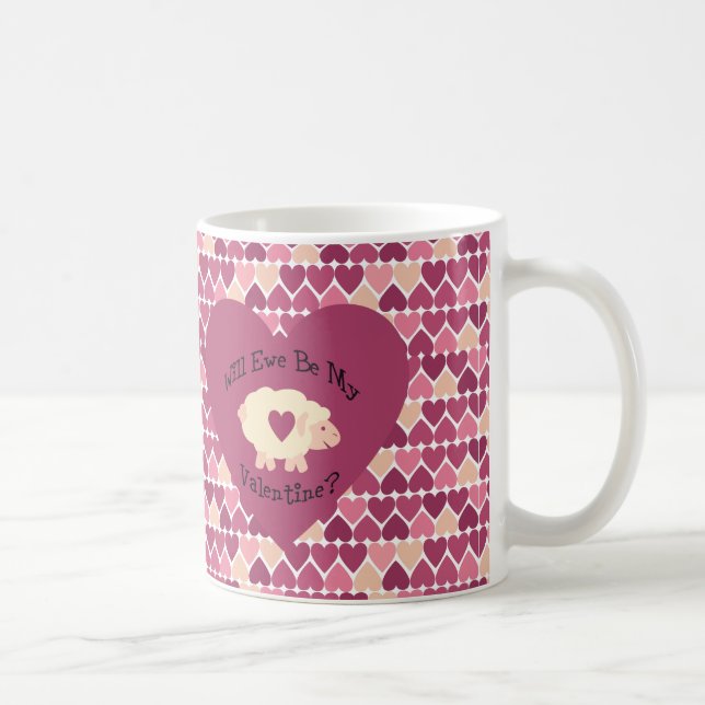 Werden wir mein Valentin sein? Herzhintergrund Kaffeetasse (Rechts)