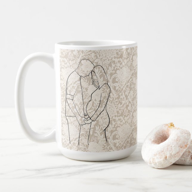 Werdende Eltern Faux-Spitze Kaffeetasse (Mit Donut)