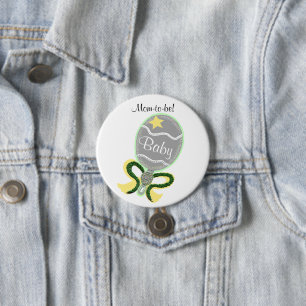 Werdende Mutter Gelber Stern Grüner Schleife Baby  Button