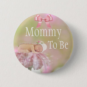 Werdende Mutter Rosa Schleife Baby Shower Button