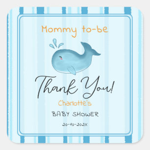 Werdende Mutter Süße Wal Baby Shower Quadratischer Aufkleber