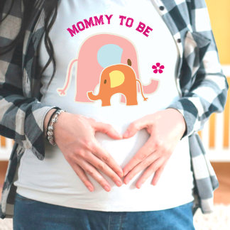 Werdende Mutti Rosa Elefant mit Baby T-Shirt