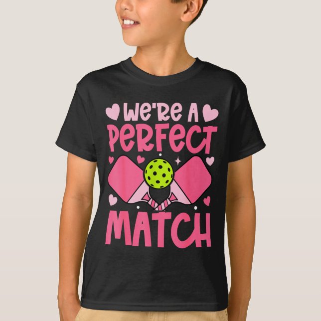 We're A Match Ckleball Couple Paddle Hearts Valent T-Shirt (Vorderseite)