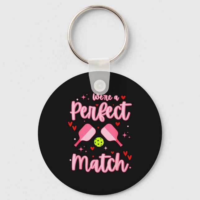 We're A Perfect Match Funny Ckleball Valentines Da Schlüsselanhänger (Vorderseite)