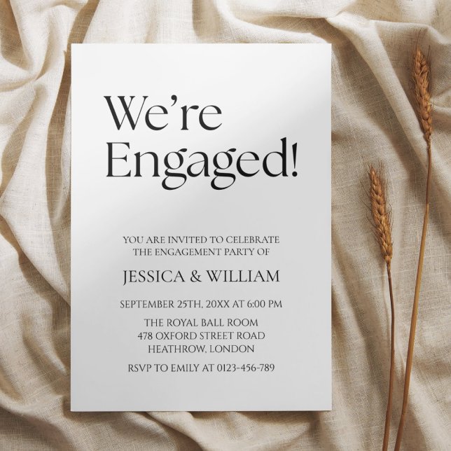 We're Engaged Minimalist Engagement Party Einladung (Von Creator hochgeladen)