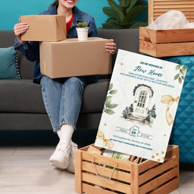 We're Moving In! Housewarming Party Invitation Einladung ("Celebrate new beginnings! This cheerful 'We're Moving In!' invite is perfect for your housewarming )