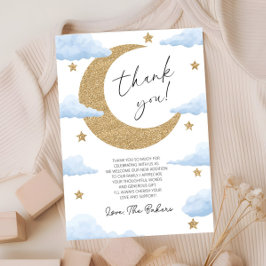 We're Over The Moon Boho Celestial Baby Shower Dankeskarte