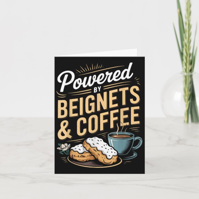 Wered By Beignets And Coffee Funny New Orleans Quo Karte (Vorderseite)