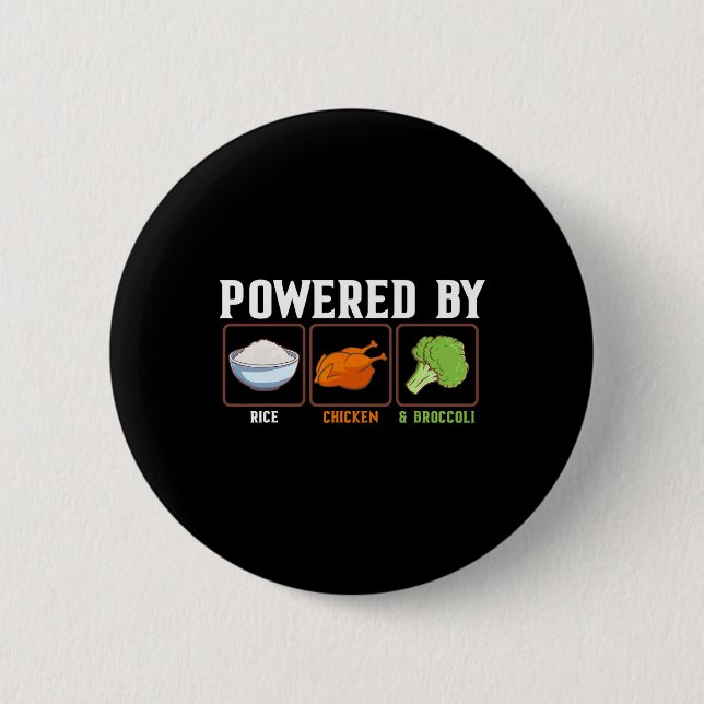 Wered By Rice Chicken And Broccoli Funny New Year  Button (Vorderseite)