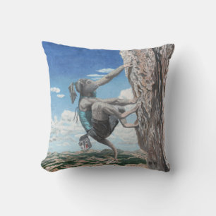 Wererat Girl Rock Climbing Throw Kissen