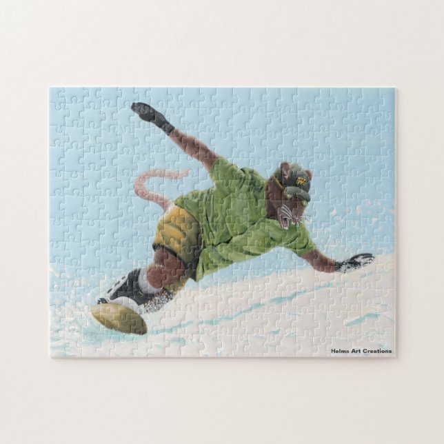 Wererat Snowboarder Imaginaire Art moyen Puzzle (Horizontal)