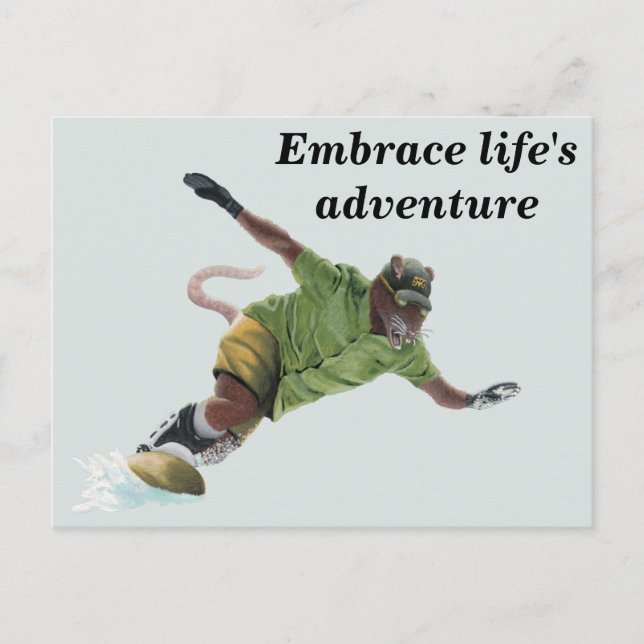 Wererat Snowboarder Sport Fantasy Art Postkarte (Vorderseite)