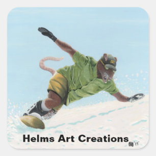 Wererat Snowboarder Sports Fantasy Art Stickers