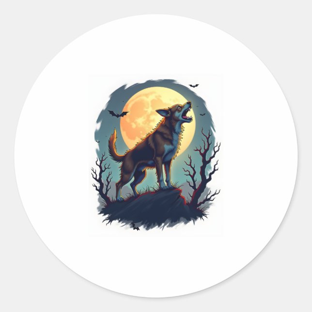 Werewolf Beagle Howl Runder Aufkleber (Vorderseite)