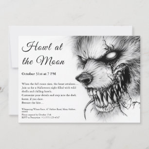 Werewolf Halloween Einladung - Vollmond-Horror