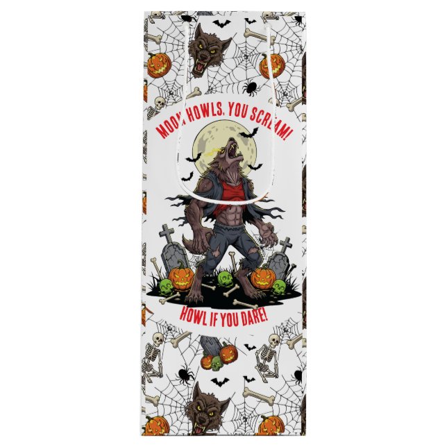 🐺 Werewolf Halloween-Geschenktasche 🎃 💀 Geschenktüte Für Weinflaschen (Vorderseite)