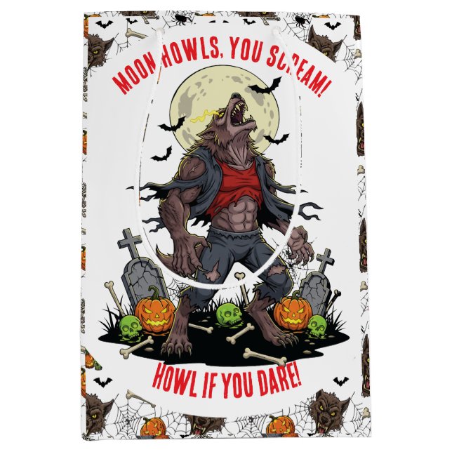 🐺 Werewolf Halloween-Geschenktasche 🎃 💀 Mittlere Geschenktüte (Vorderseite)