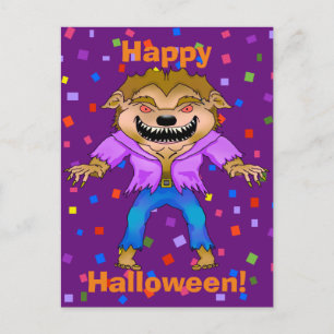 Werewolf Halloween Postcard Postkarte