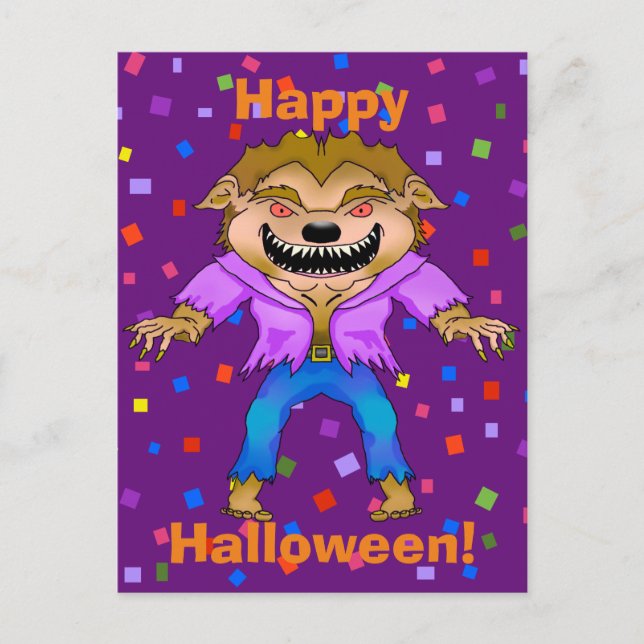 Werewolf Halloween Postcard Postkarte (Vorderseite)