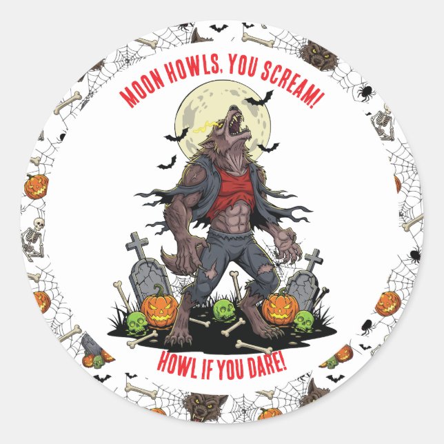 🐺 Werewolf Halloween Stickers & Labels 🎃 💀 (Vorderseite)