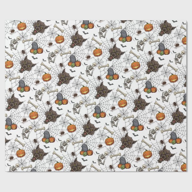 🐺 Werewolf Halloween Wrapping Paper 🎃 💀 Geschenkpapier (Flach)