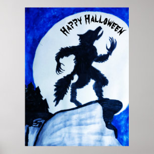 WEREWOLF HAPPY HALLOWEEN POSTER