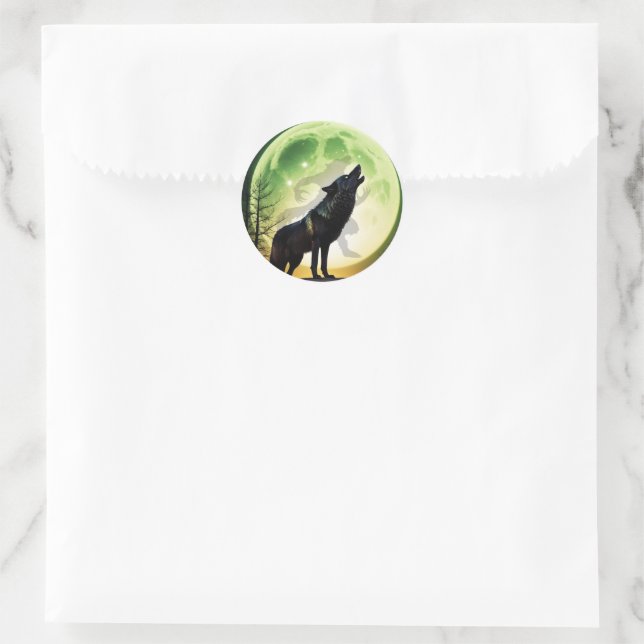 Werewolf Howl Runder Aufkleber (Tasche)