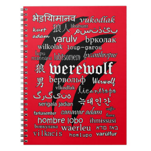 Werewolf in 33 Sprachen winden sich Foto-Notizbuch Notizblock