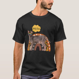 Werewolf Katze Lykoi Meow Horn mit Regenbogenbrill T-Shirt