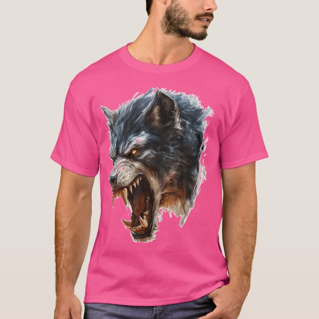 Werewolf Mythical Motif Fantasy Illustration Werew T-Shirt (Vorderseite)