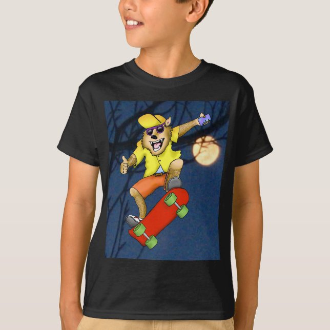 Werewolf Skateboarder Boys T - Shirt (Vorderseite)