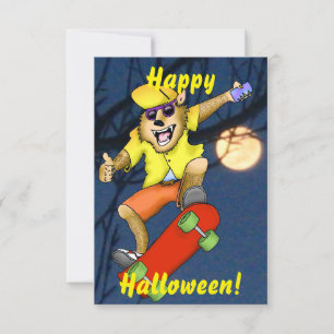 Werewolf Skateboarder Halloween-Party Einladung