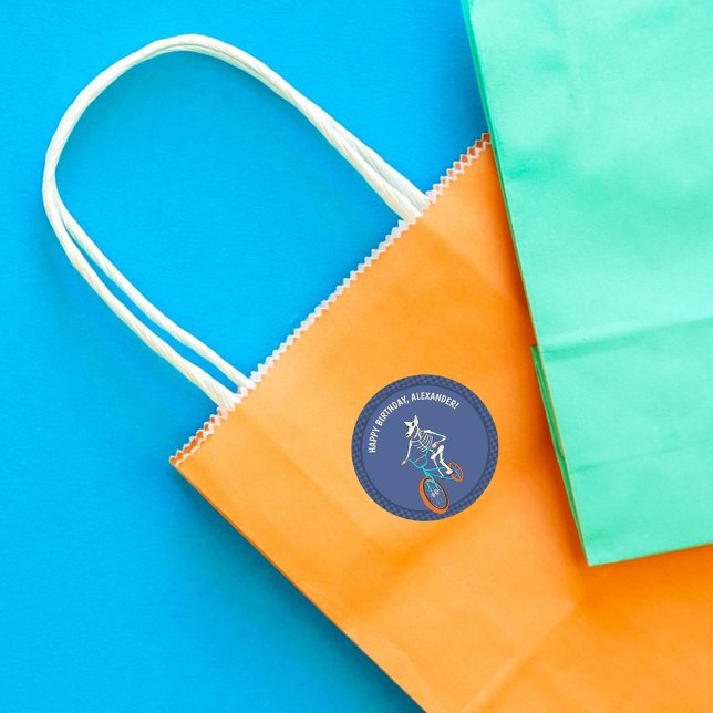 Werewolf Skeleton on a BMX Bike Personalized Runder Aufkleber (Von Creator hochgeladen)