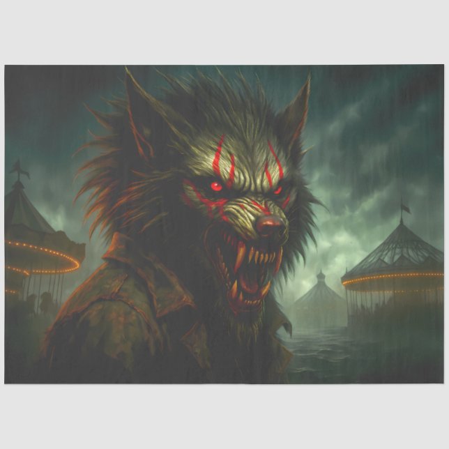 Werewolf Spuk Karneval Gotischer Horror Halloween Seidenpapier (Vorderseite)
