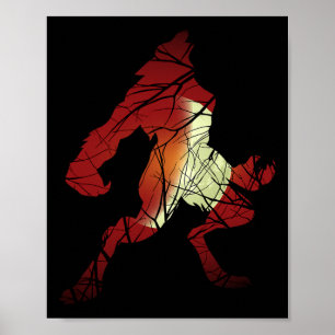 Werewolf Wolf Moon Werewolf Silhouette Halloween C Poster