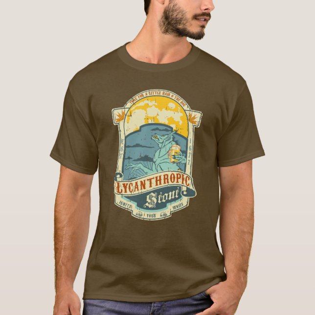 Werewolfflaschenaufkleber (beunruhigt) T-Shirt (Vorderseite)