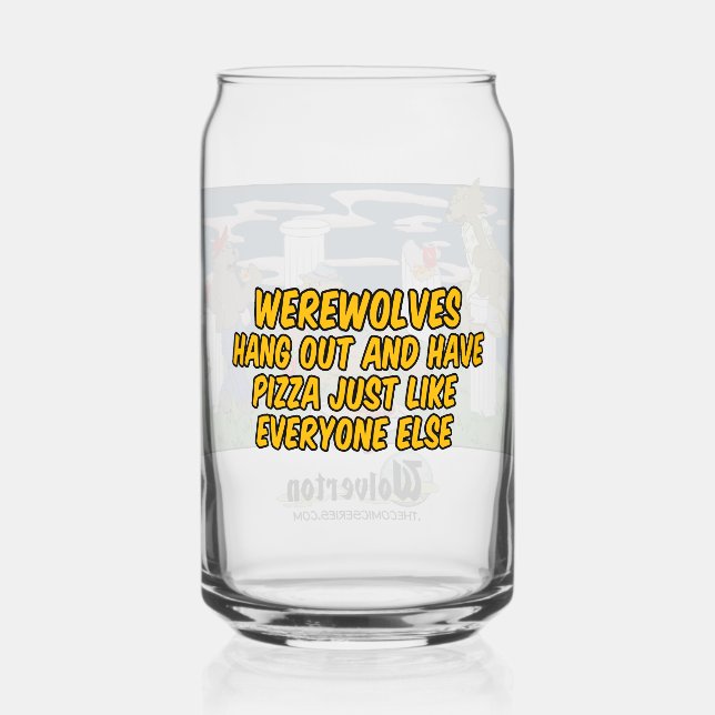 Werewolves Havinf Pizza Glass (Verso)