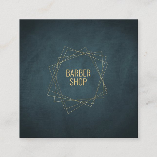 Werkstatt minimale Marine Gold Typografie geometri Quadratische Visitenkarte (Vorderseite)